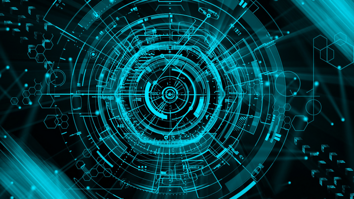 Futuristic cyan geometric digital interface
