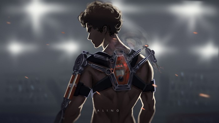 Joe from MEGALO BOX with cybernetic arm