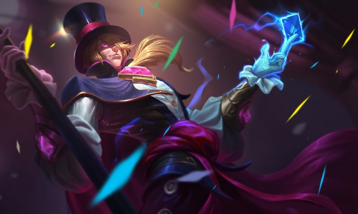 Magician with top hat and magic cards