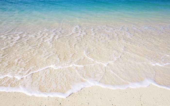 Ocean waves washing onto a sandy beach