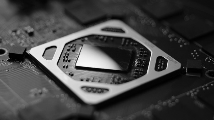 AMD Polaris microchip on a PCB