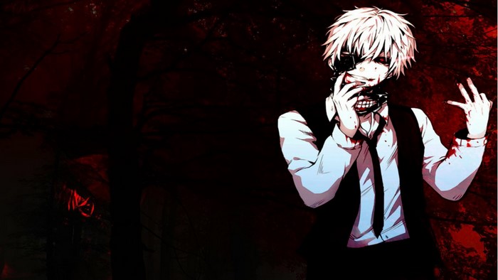 Kaneki Ken from Tokyo Ghoul with blood