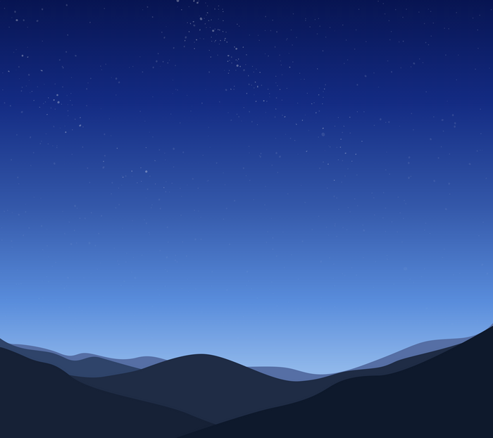 Minimalist mountain landscape under a starry night sky