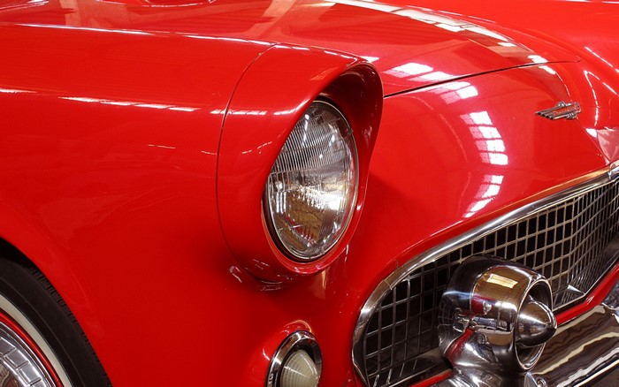 Red classic car front detail
