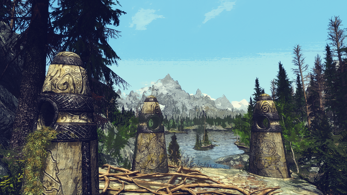 The Elder Scrolls V: Skyrim landscape with ancient stones