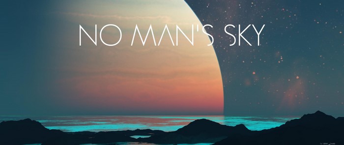 No Man's Sky title screen with planet and stars
