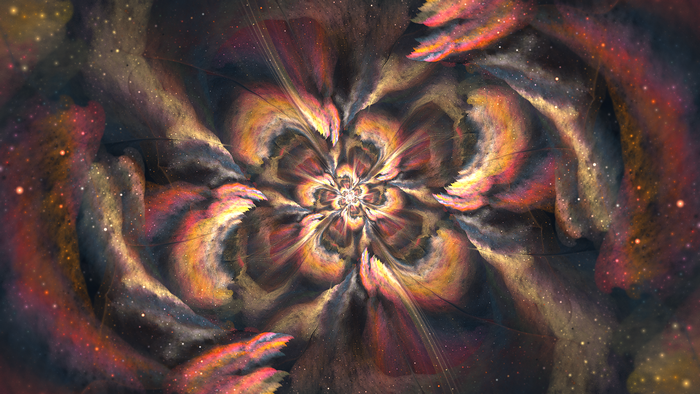 Abstract fractal flower with cosmic nebula background