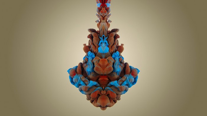 Symmetrical ink drop abstract art