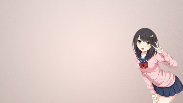 Anime girl with green eyes and dark hair