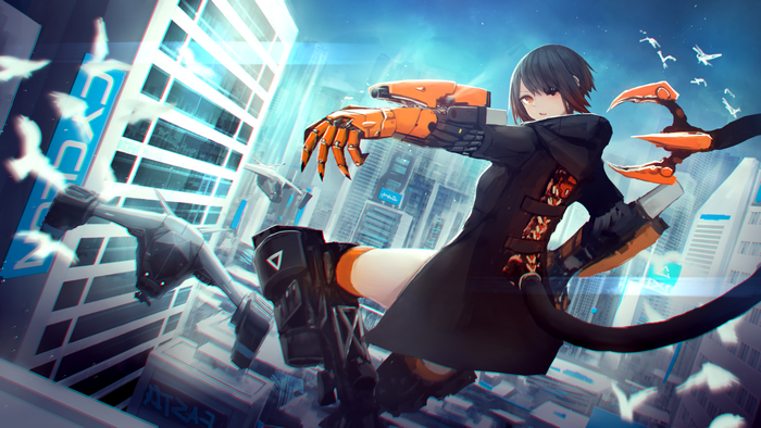 Futuristic Anime Girl in Cyber City