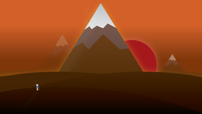 Minimalist mountain landscape at sunrise or sunset