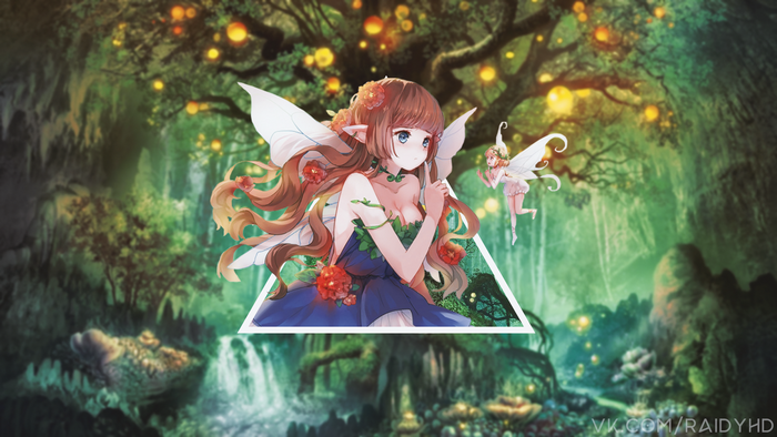 Anime fairies in a magical forest