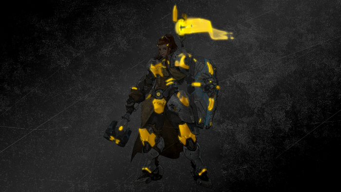 Brigitte from Overwatch with hammer and shield
