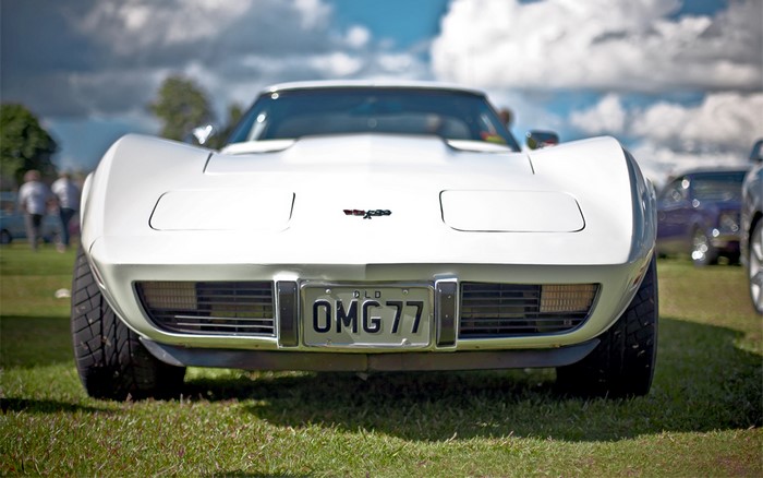 White Corvette OMG 77 car