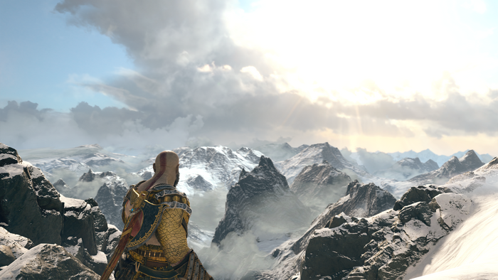 Kratos from God of War (2018) in mountains