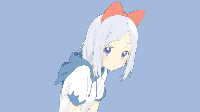 Anime girl with silver hair and blue eyes