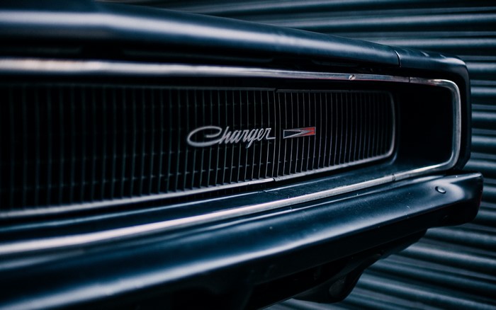 4K black Dodge Charger car grille