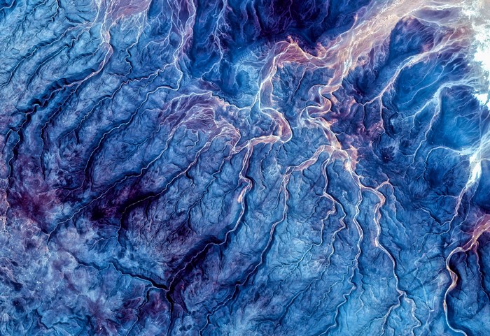 Abstract blue and purple terrain