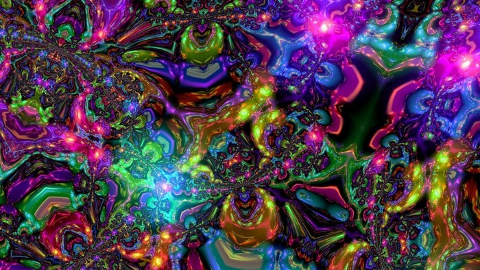 Abstract psychedelic fractal art with vibrant colors