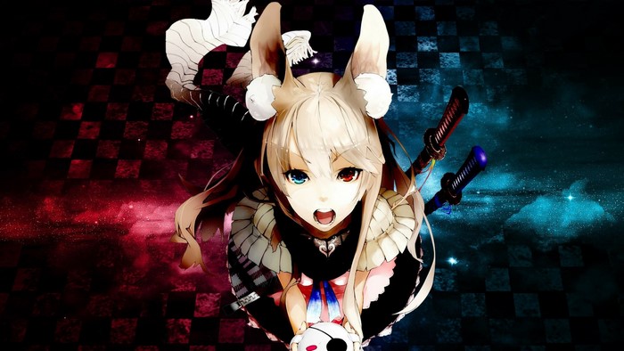 Anime girl with animal ears and swords