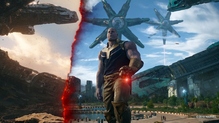 Thanos from Avengers Infinity War with ships
