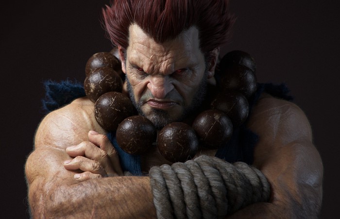 Akuma from Street Fighter with prayer beads