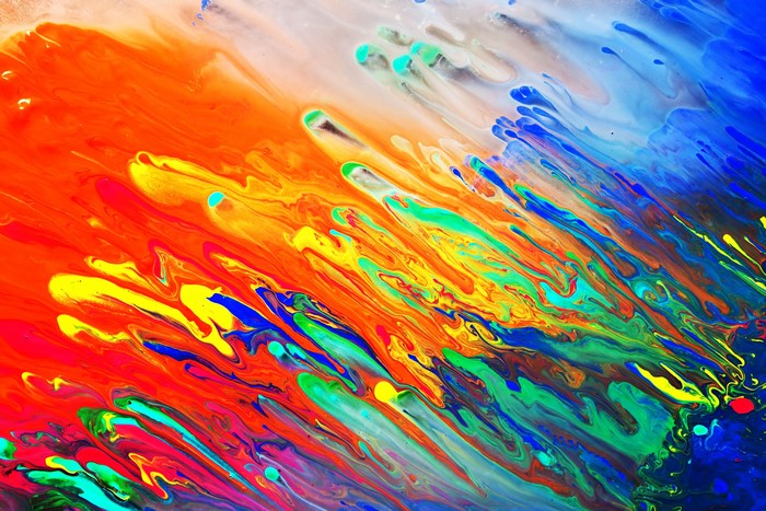 Abstract colorful paint swirls and splashes