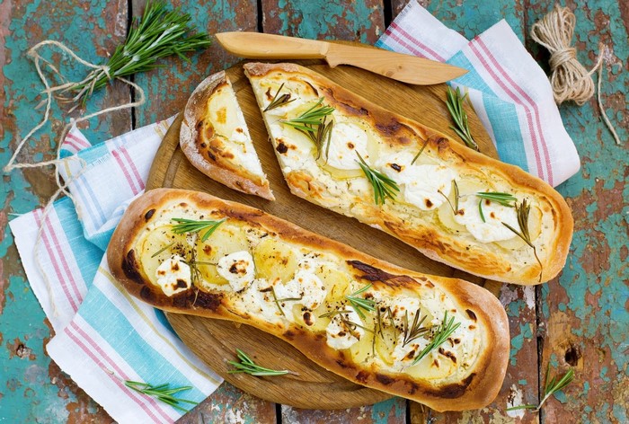 Potato and goat cheese flatbread with rosemary