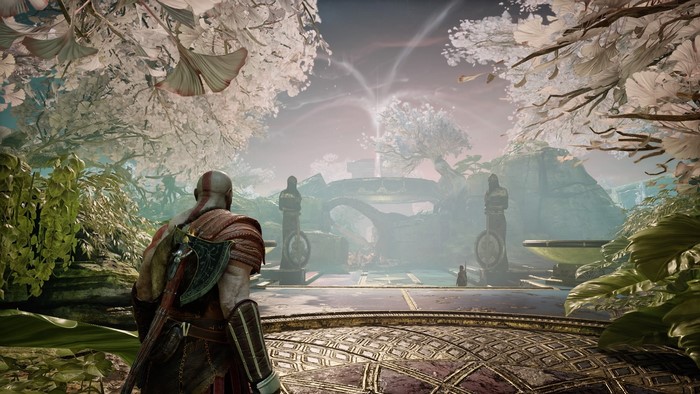 Kratos from God of War in a mystical forest