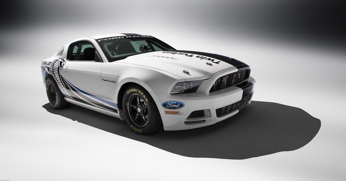 White Ford Mustang Cobra Jet Twin Turbo