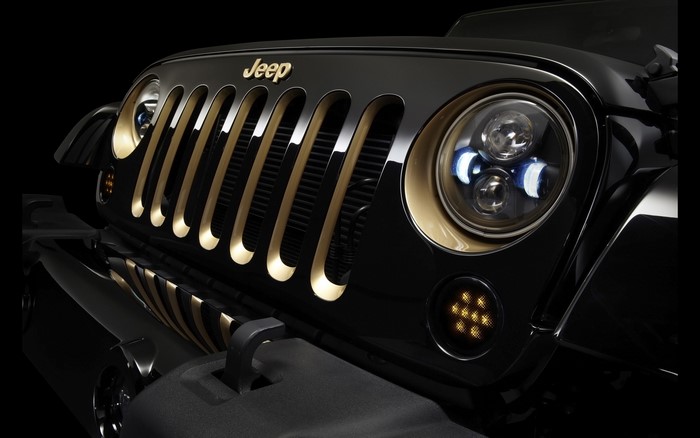 Black Jeep Wrangler with Gold Accents