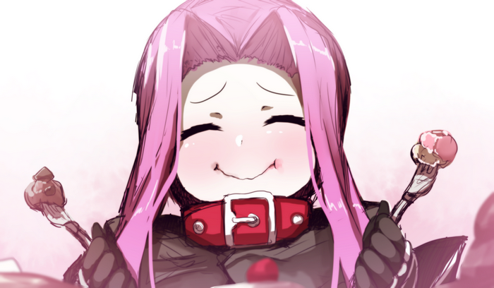 Medusa (Lancer) from Fate/Grand Order eating