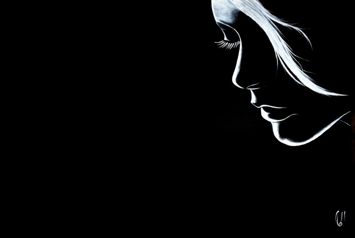 Minimalist artwork of a woman's profile