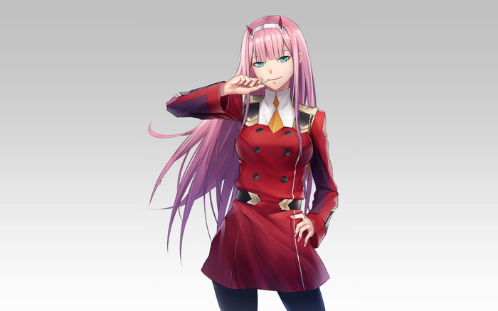 Zero Two from Darling in the FranXX with pink hair