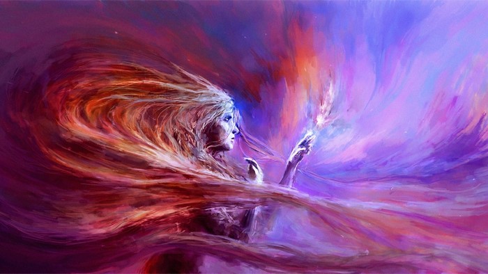 Psychedelic Fantasy Art of a Woman with Flowing Hair