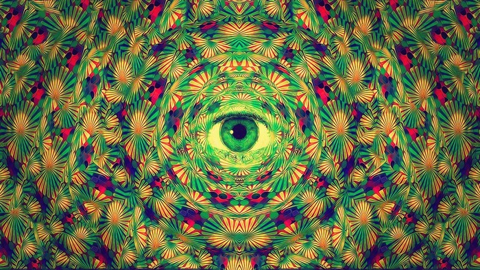 Psychedelic eye with fractal patterns