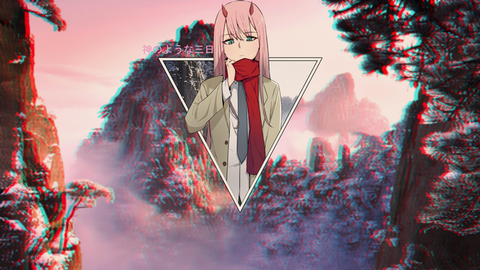 Zero Two from Darling in the FranXX with mountains