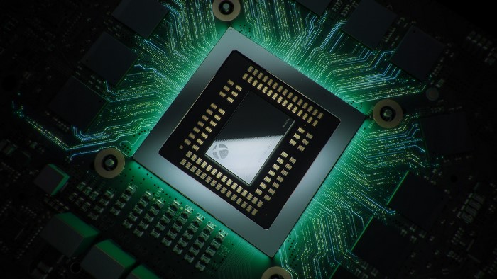 Xbox processor on a green circuit board