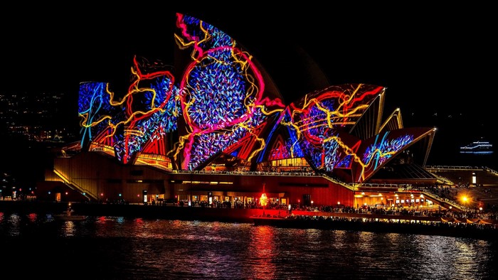 Sydney Opera House Illuminated with Light Graffiti