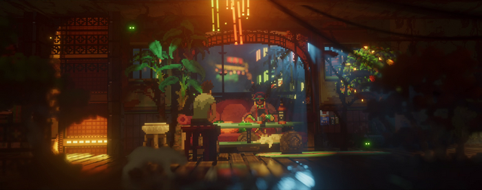 4K pixel art from The Last Night video game