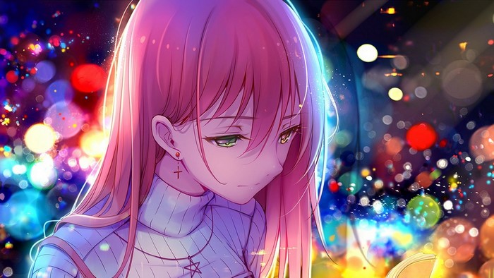 Anime girl with pink hair and heterochromia
