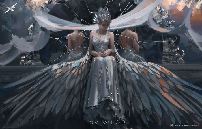 Angel with Wings by WLOP