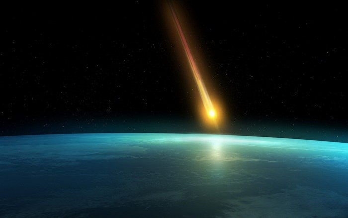 Meteor entering Earth's atmosphere from space