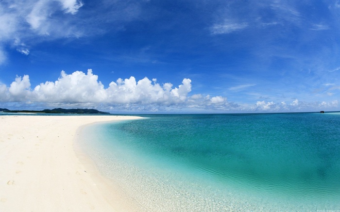 Tropical beach with white sand and turquoise water