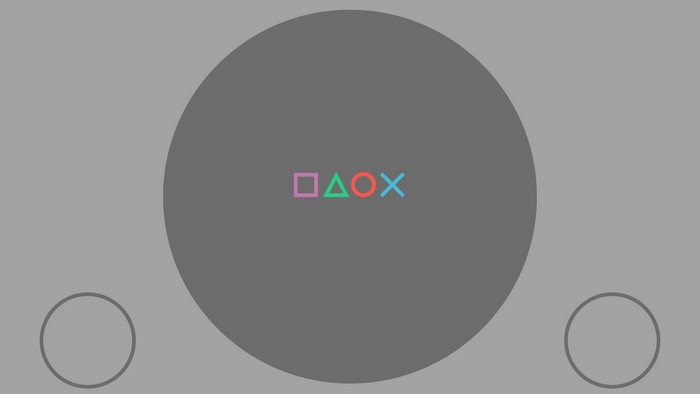 Minimalist PlayStation symbols on gray background