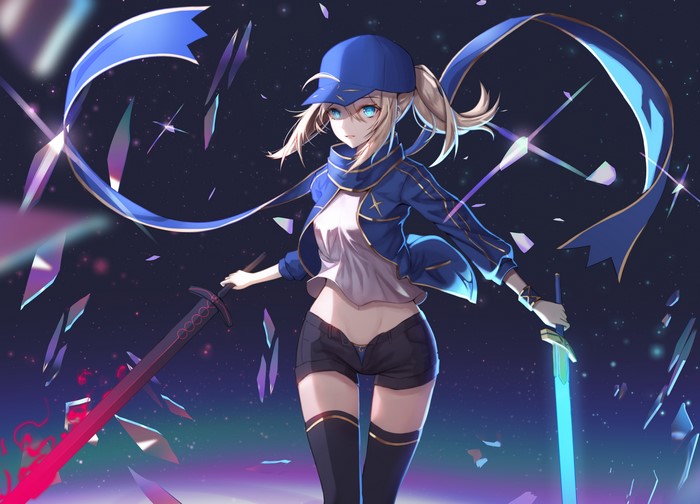 Mysterious Heroine X from Fate Series holding swords