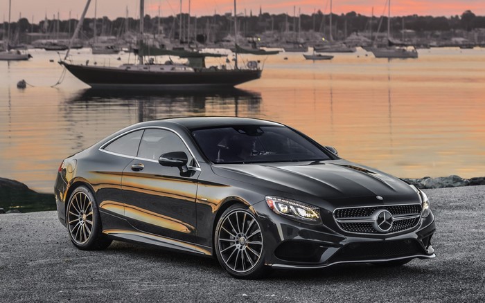 4K Mercedes Benz S-Class Coupe on a waterfront