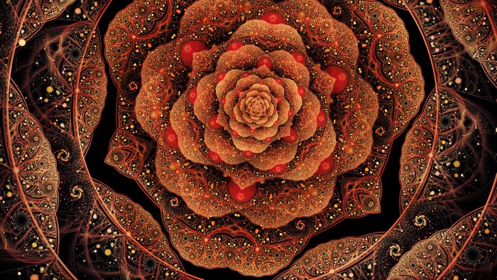 Abstract fractal pattern with orange and red hues