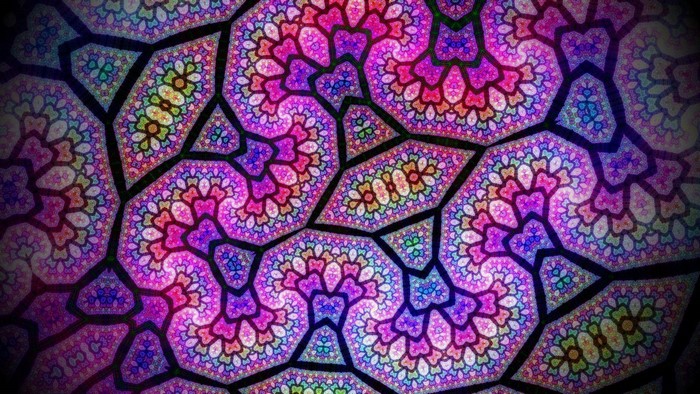 Abstract fractal pattern with purple and pink colors