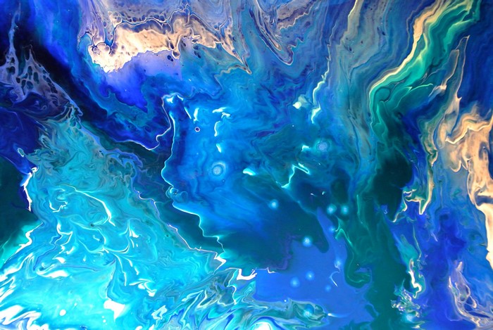 4K Abstract Cyan and Blue Fluid Art